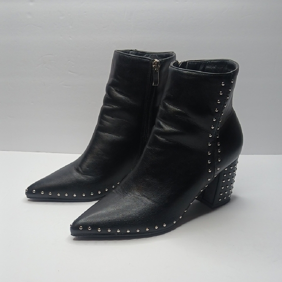 Olivia & Kate Shoes - Elegant Black Studded Ankle Boots